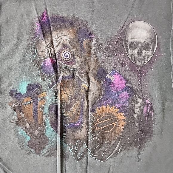 Harley Davidson XL Green Pocono Mountain Double Sided T-Shirt Skulls - Picture 2 of 5